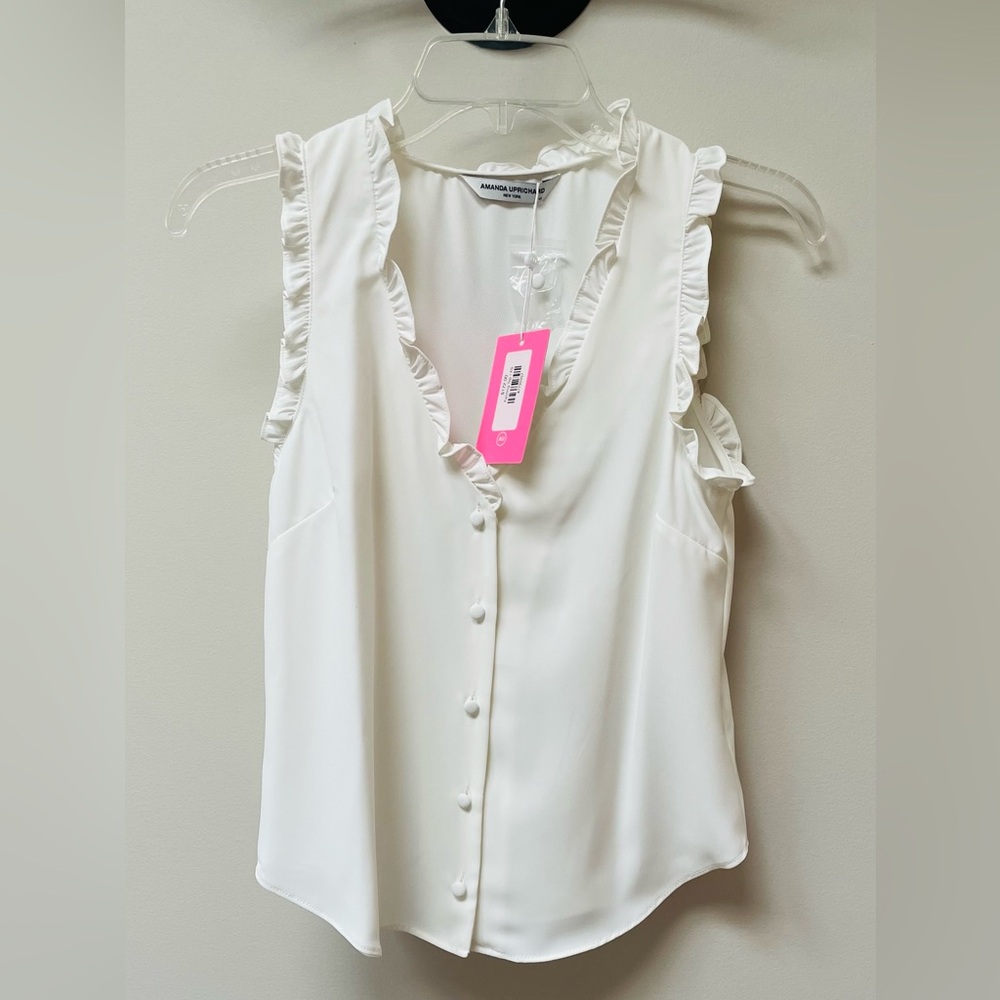 Amanda Uprichard Sleeveless Ruffle Top